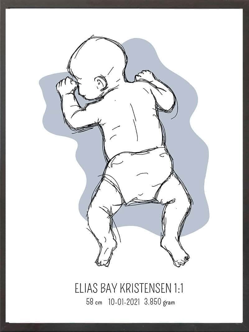 Birth Poster Fødselsplakat : På Maven Blå