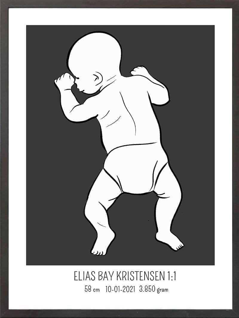 Birth Poster Fødselsplakat : På Maven Blå