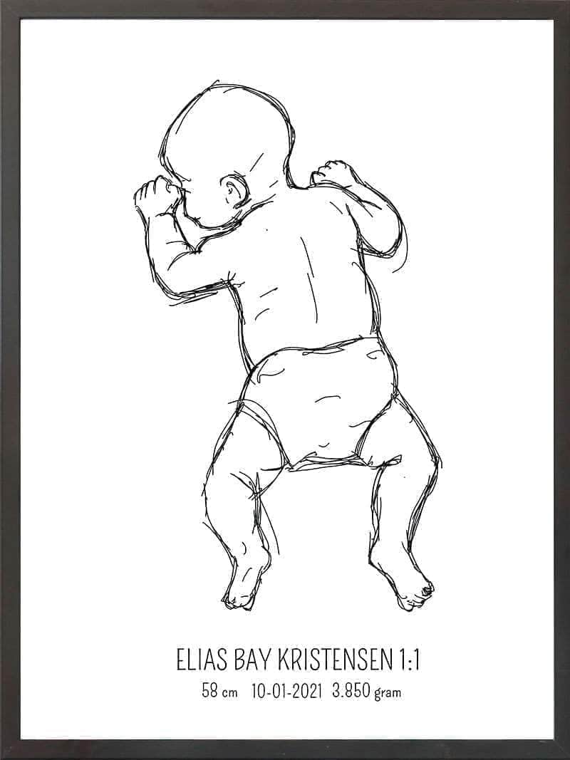 Birth Poster Fødselsplakat : På Maven Blå
