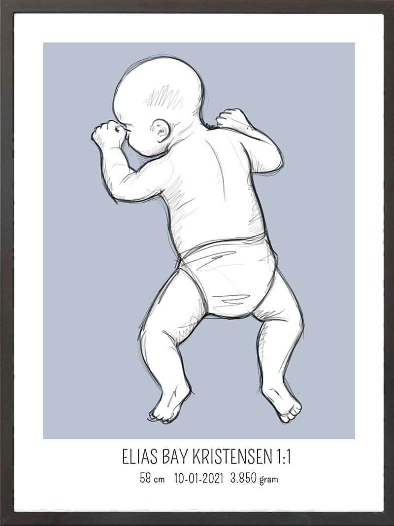 Birth Poster Fødselsplakat : På Maven Blå