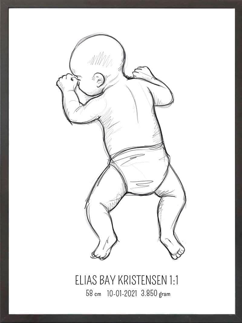 Birth Poster Fødselsplakat : På Maven Lyserød