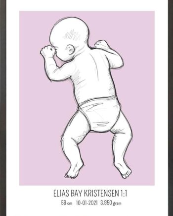Birth Poster   Fødselsplakat  :  På Maven Lyserød