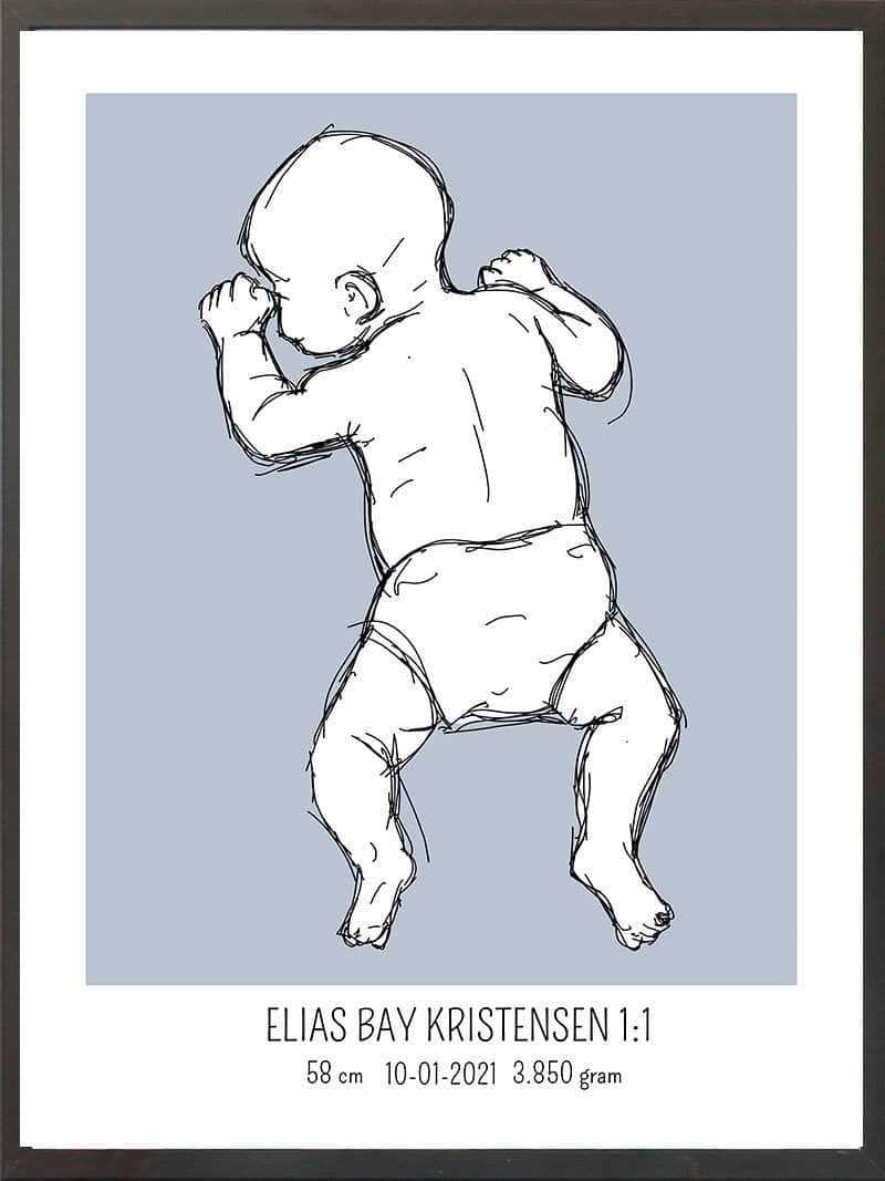 Birth Poster Fødselsplakat : På Maven Lyserød