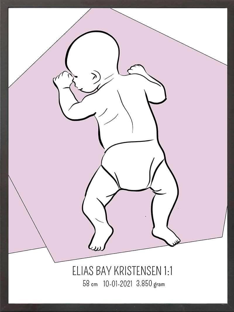 Birth Poster Fødselsplakat : På Maven Lyserød