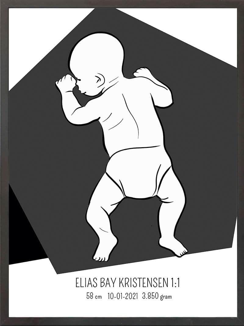 Birth Poster Fødselsplakat : På Maven Lyserød