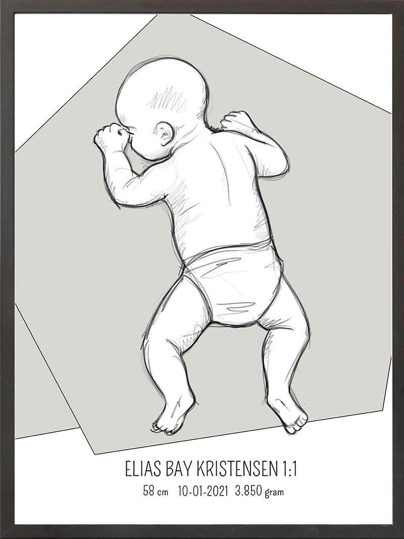 Birth Poster Fødselsplakat : På Maven Lyserød