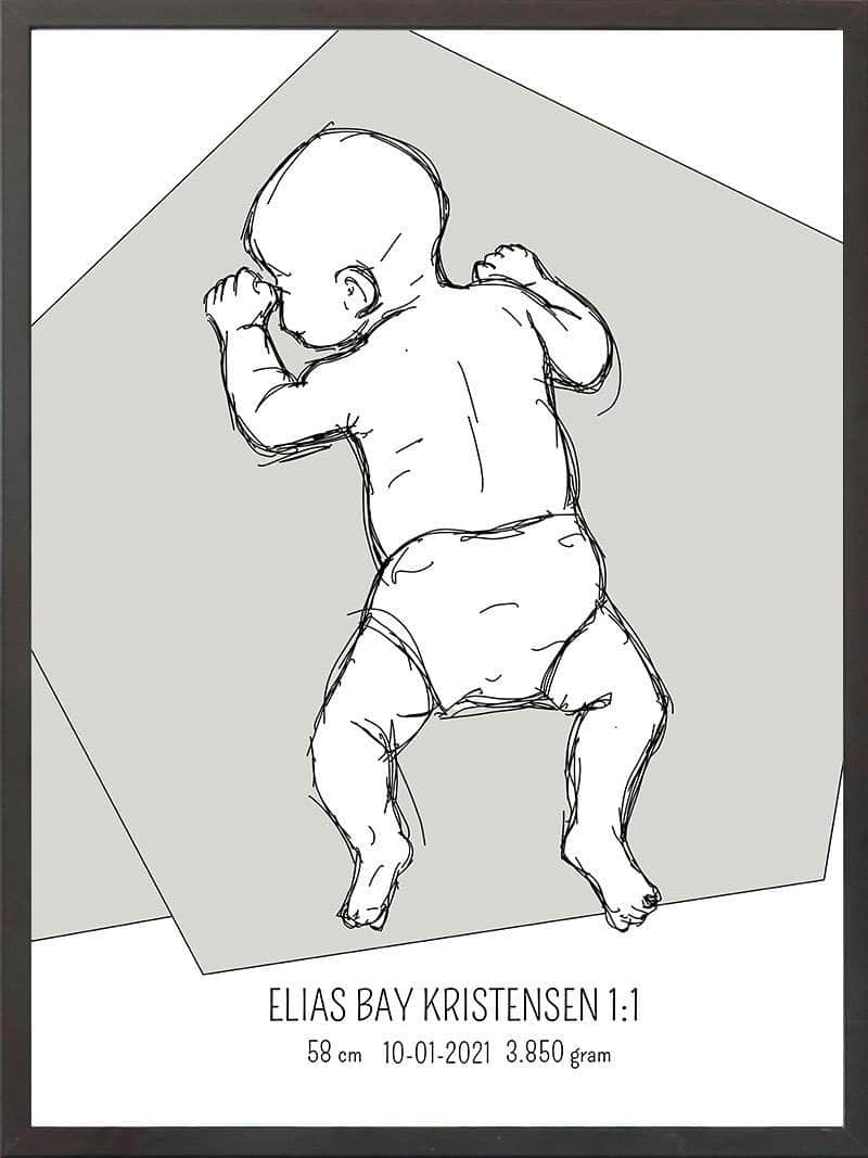 Birth Poster Fødselsplakat : På Maven Lyserød