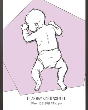 Birth Poster   Fødselsplakat  :  På Maven Lyserød