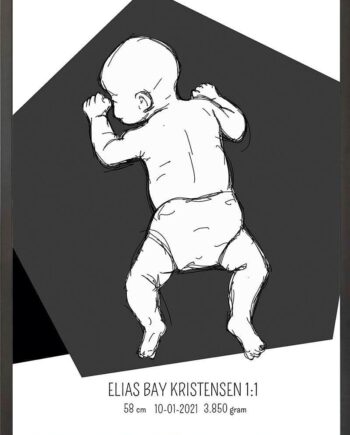 Birth Poster   Fødselsplakat  :  På Maven Lyserød