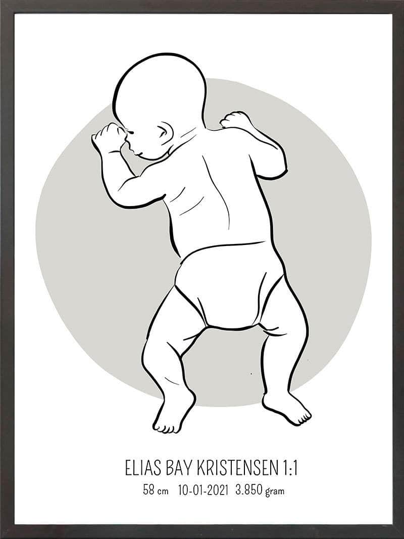 Birth Poster Fødselsplakat : På Maven Lyserød