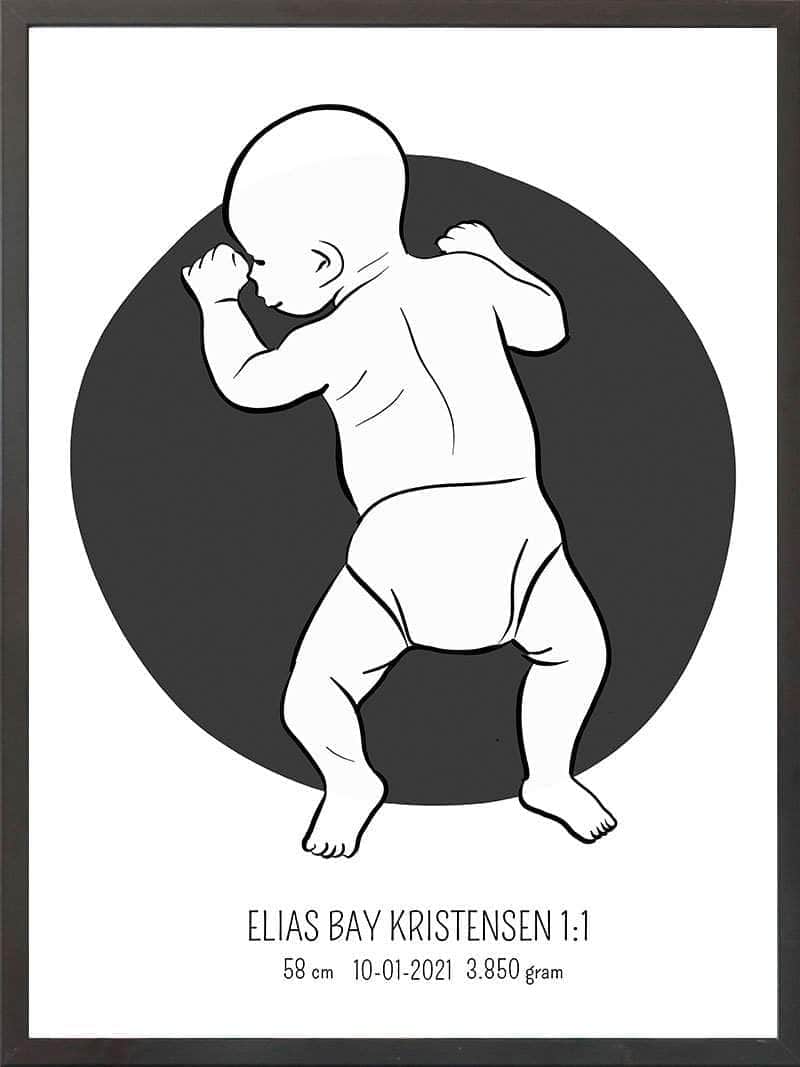 Birth Poster Fødselsplakat : På Maven Lyserød