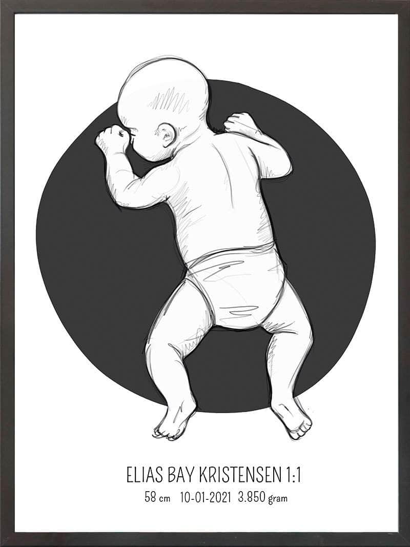 Birth Poster Fødselsplakat : På Maven Lyserød