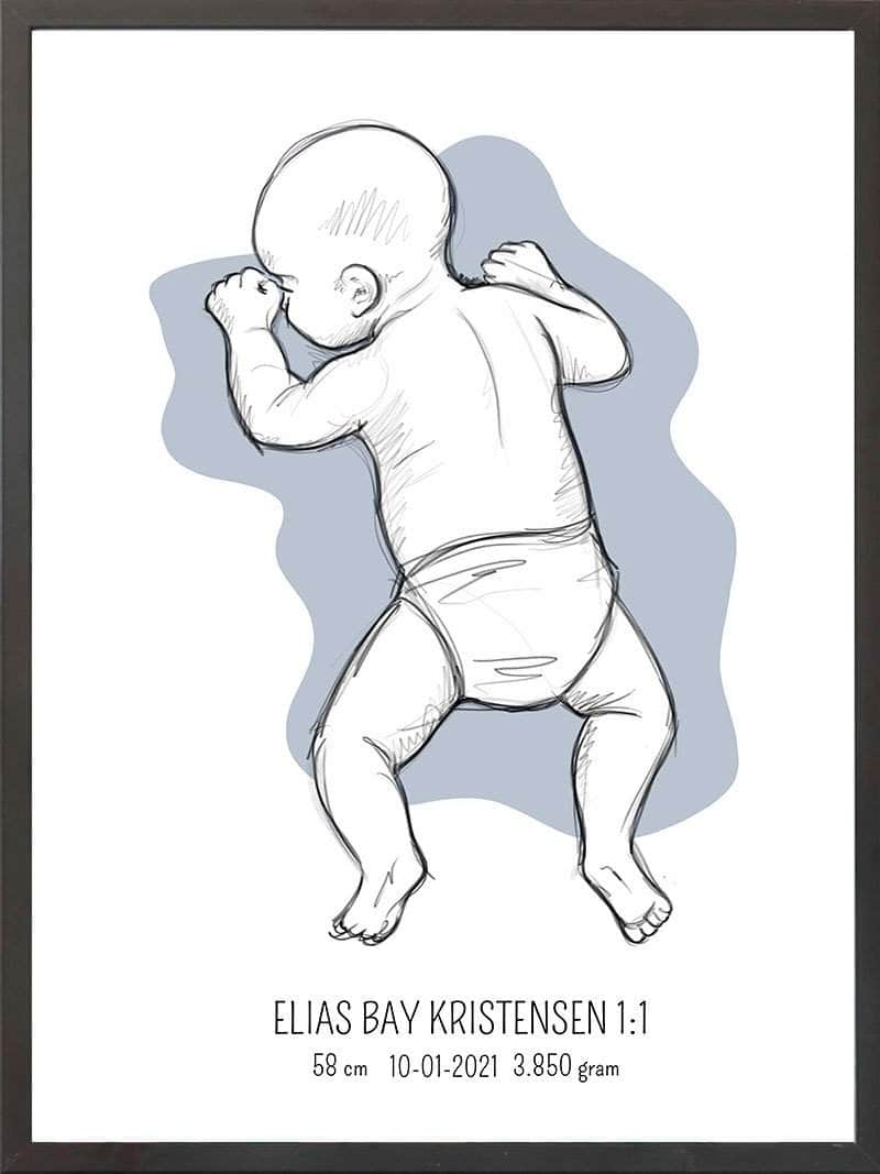 Birth Poster Fødselsplakat : På Maven Lyserød