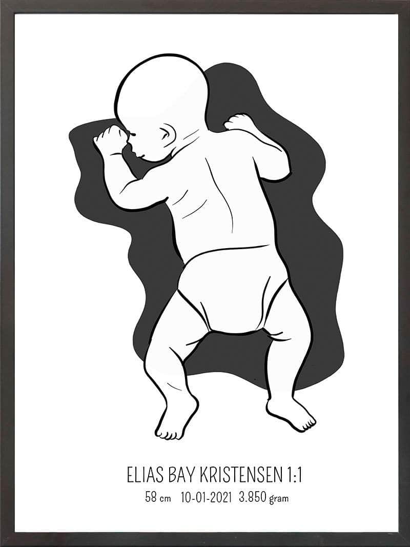 Birth Poster Fødselsplakat : På Maven Lyserød