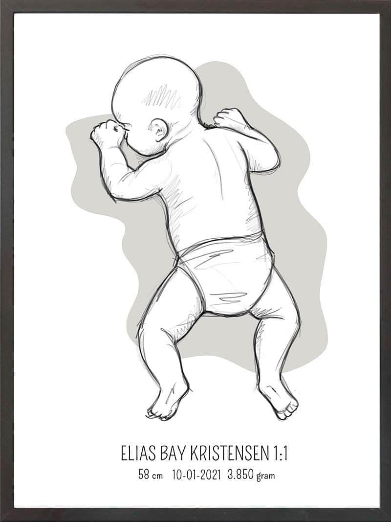 Birth Poster Fødselsplakat : På Maven Lyserød