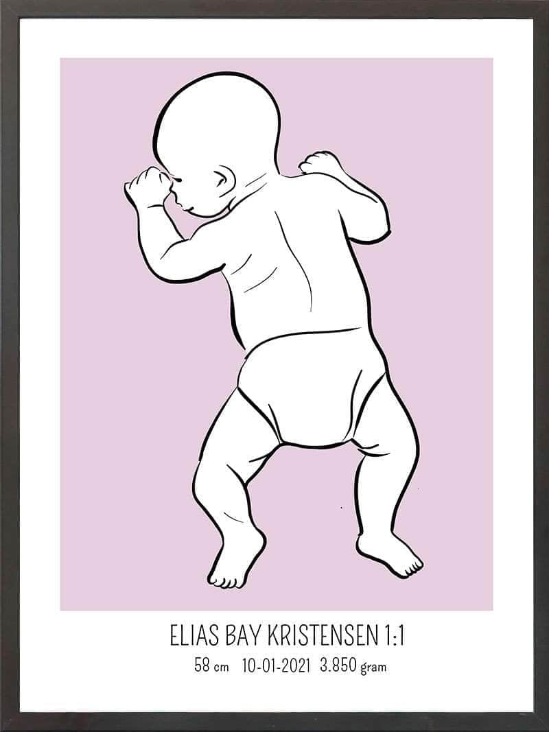 Birth Poster Fødselsplakat : På Maven Lyserød