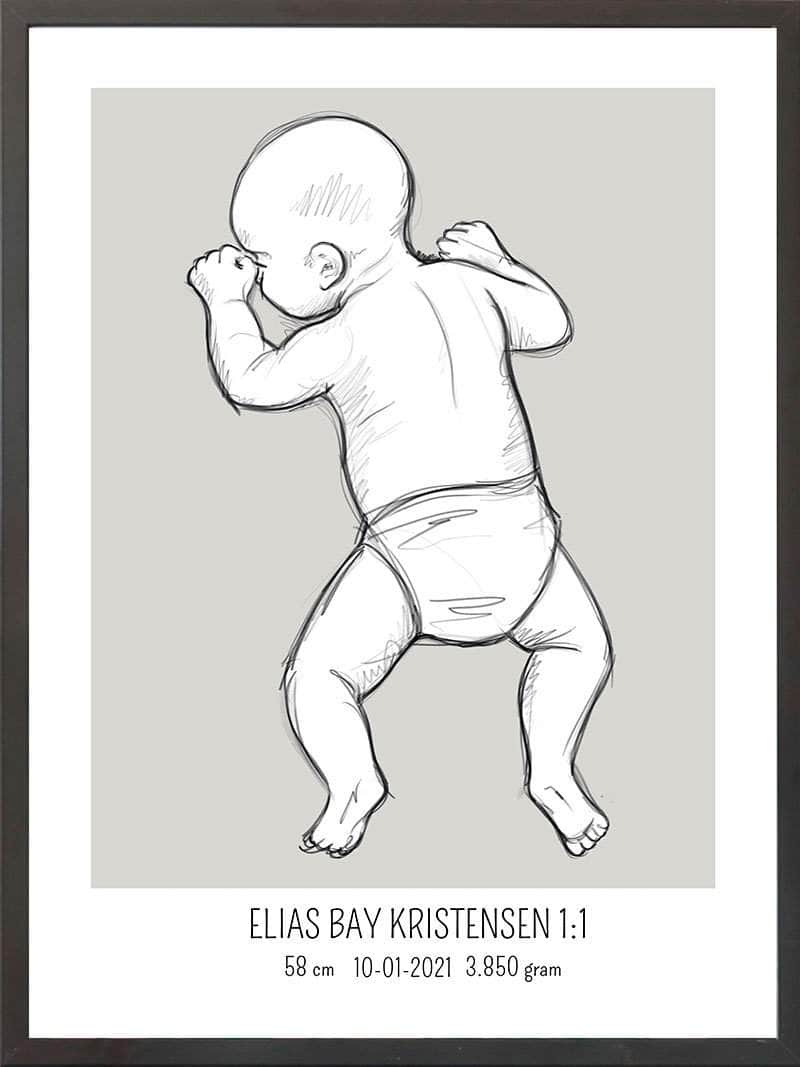 Birth Poster Fødselsplakat : På Maven Lyserød