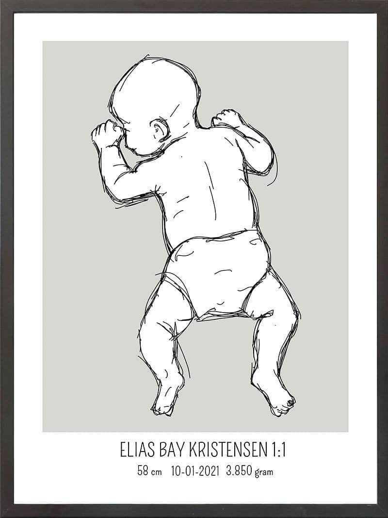 Birth Poster Fødselsplakat : På Maven Lyserød