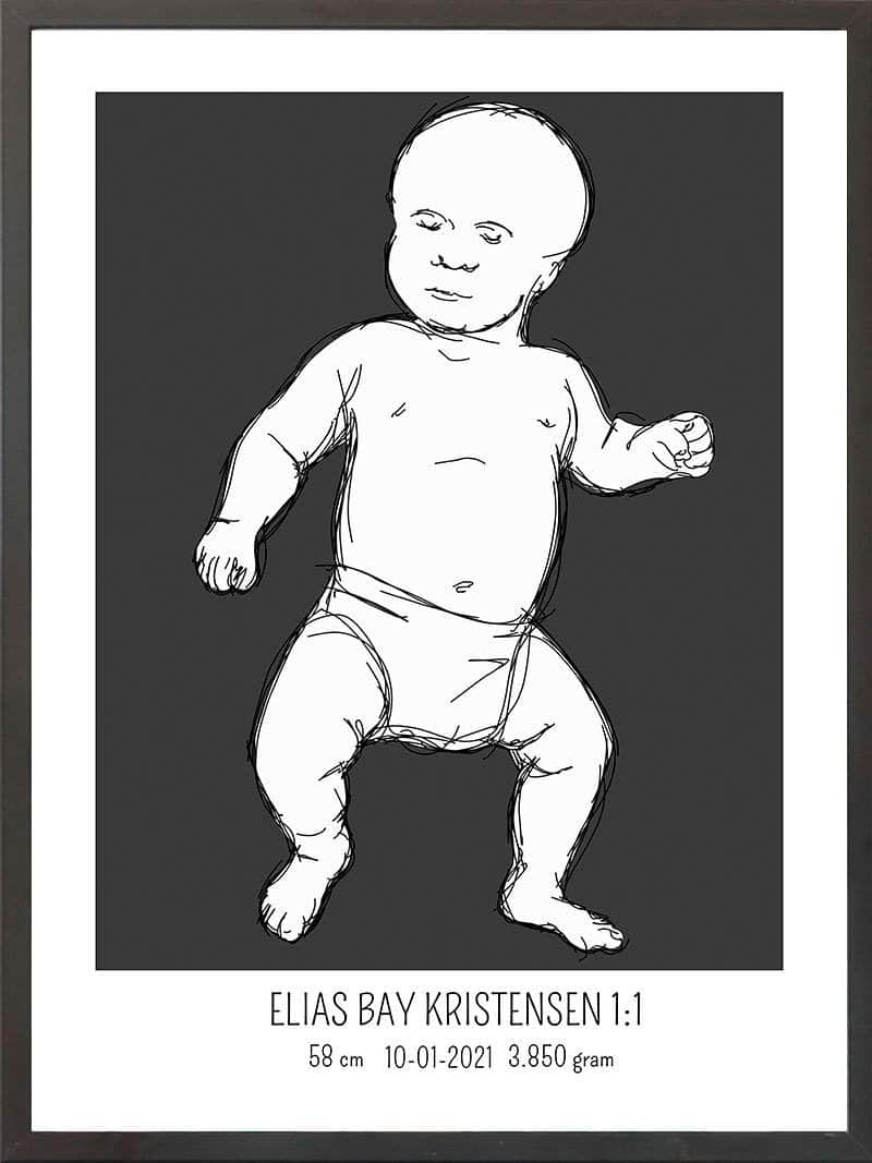 Birth Poster Fødselsplakat : Tumling Blå