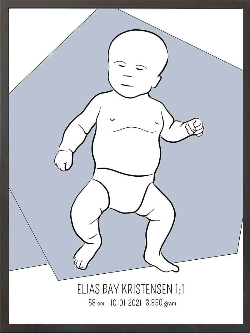 Birth Poster Fødselsplakat : Tumling Blå