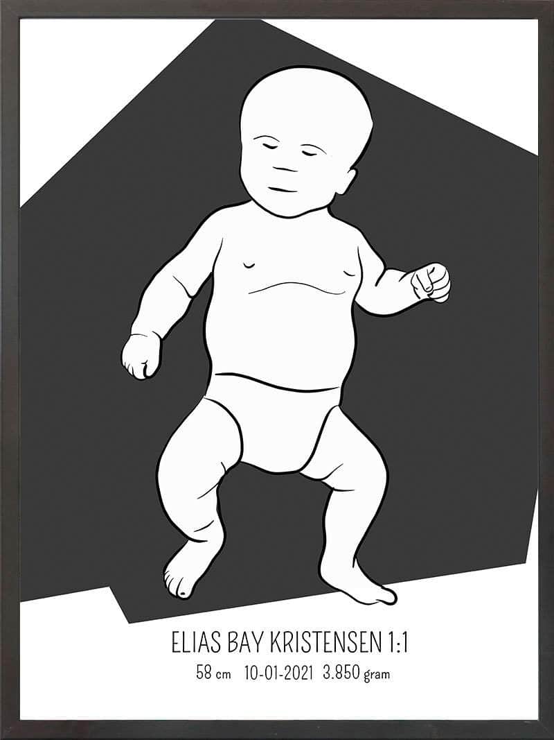 Birth Poster Fødselsplakat : Tumling Blå