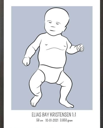 Birth Poster   Fødselsplakat  :  Tumling Blå