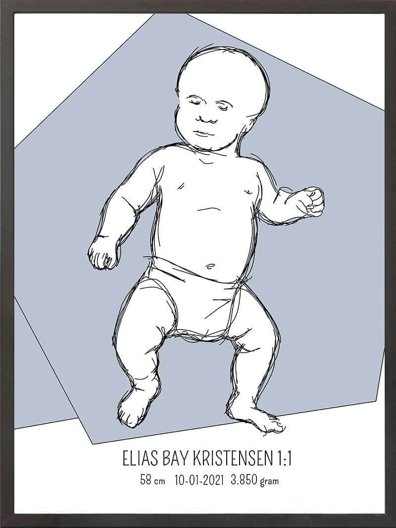 Birth Poster Fødselsplakat : Tumling Blå