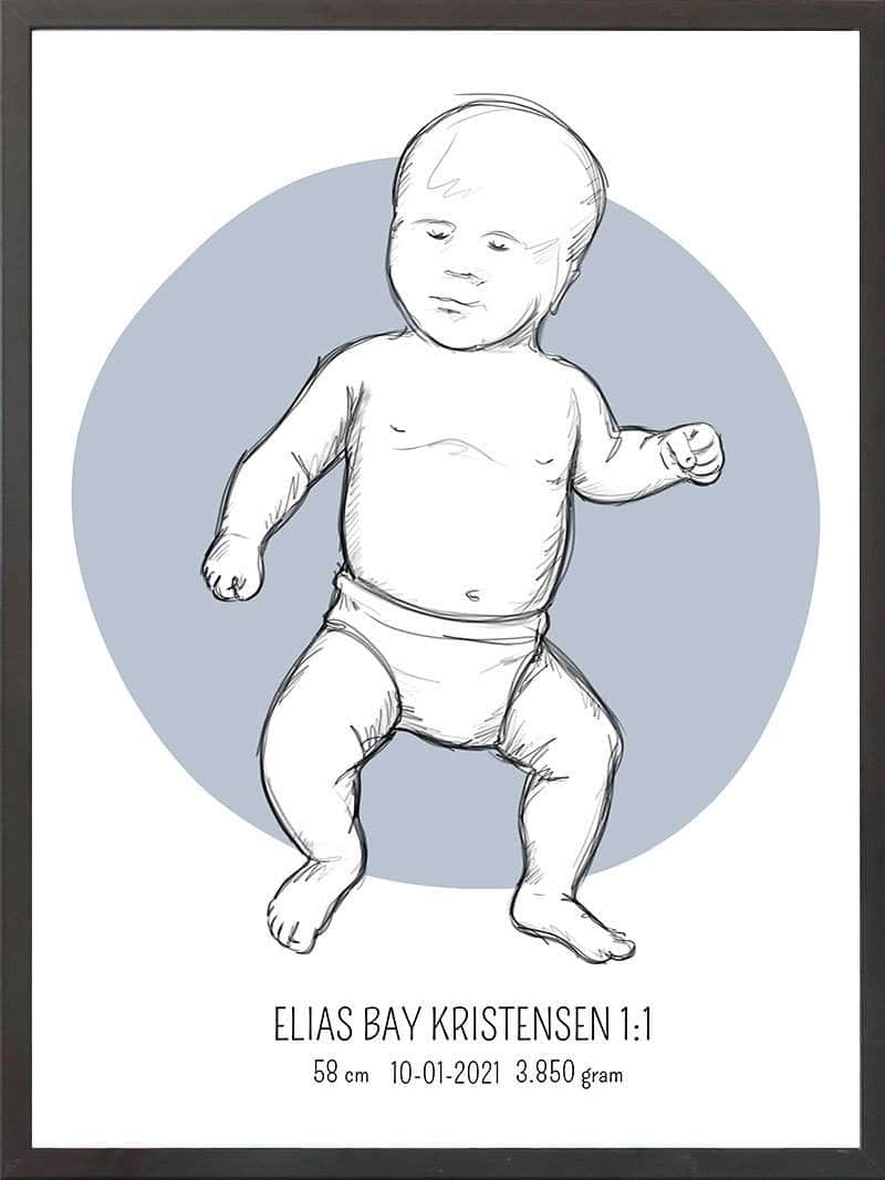 Birth Poster Fødselsplakat : Tumling Blå