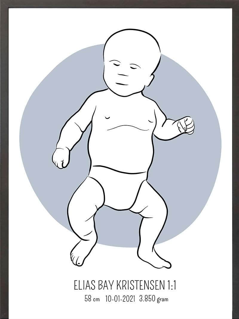 Birth Poster Fødselsplakat : Tumling Blå