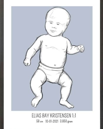 Birth Poster   Fødselsplakat  :  Tumling Blå