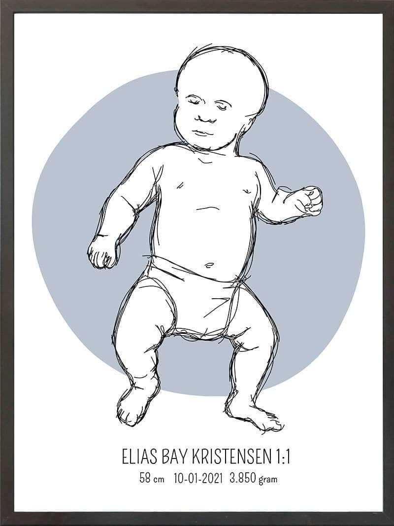 Birth Poster Fødselsplakat : Tumling Blå