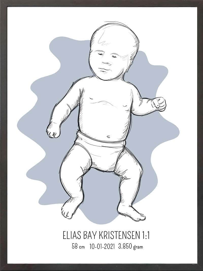Birth Poster Fødselsplakat : Tumling Blå
