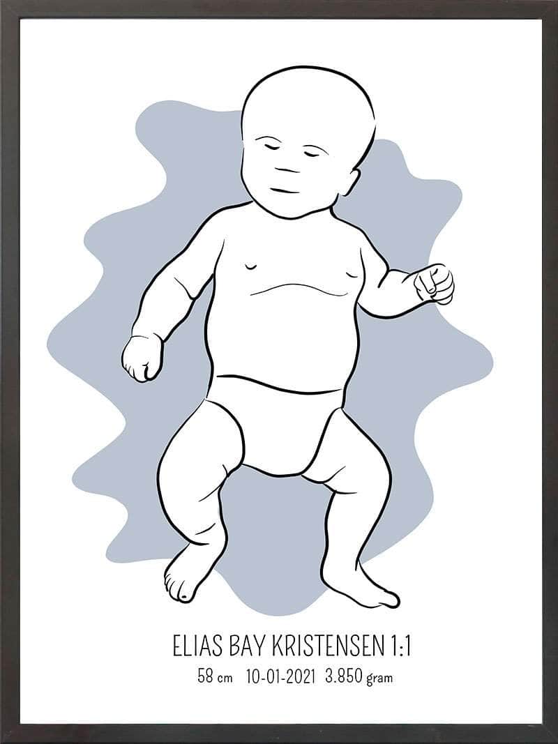 Birth Poster Fødselsplakat : Tumling Blå