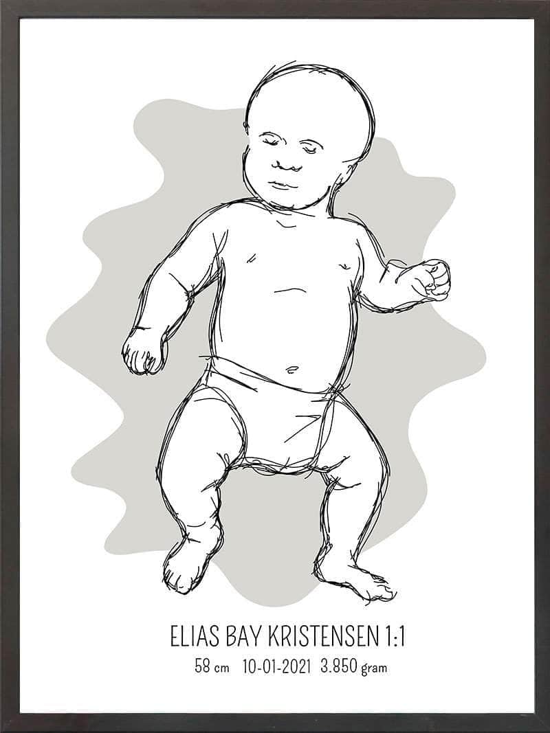 Birth Poster Fødselsplakat : Tumling Blå