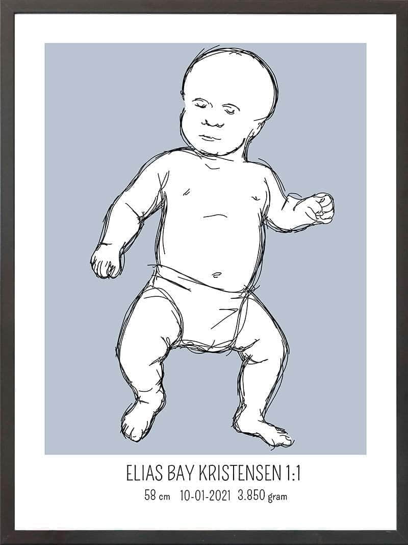 Birth Poster Fødselsplakat : Tumling Lyserød