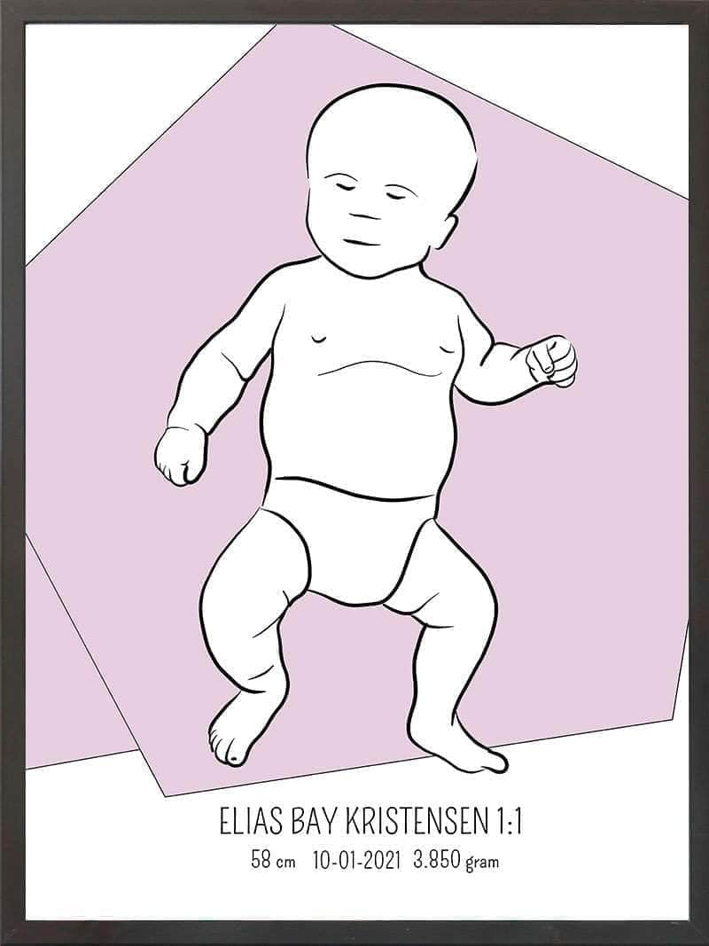 Birth Poster Fødselsplakat : Tumling Lyserød