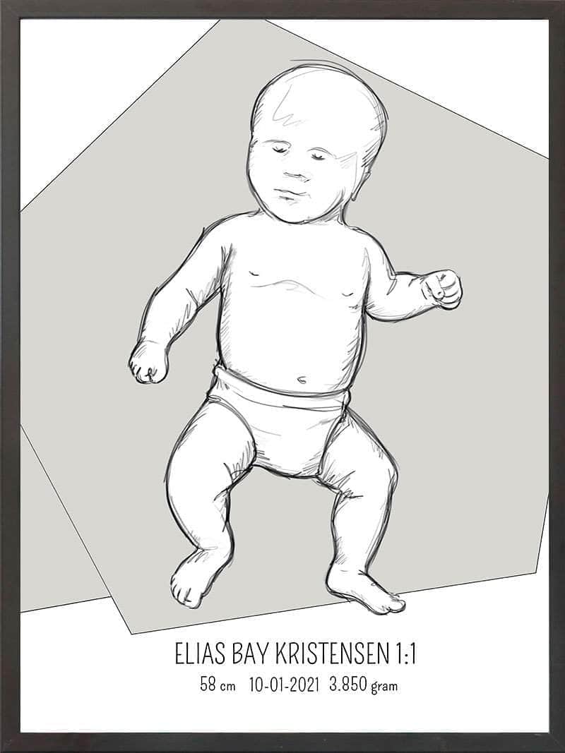 Birth Poster Fødselsplakat : Tumling Lyserød