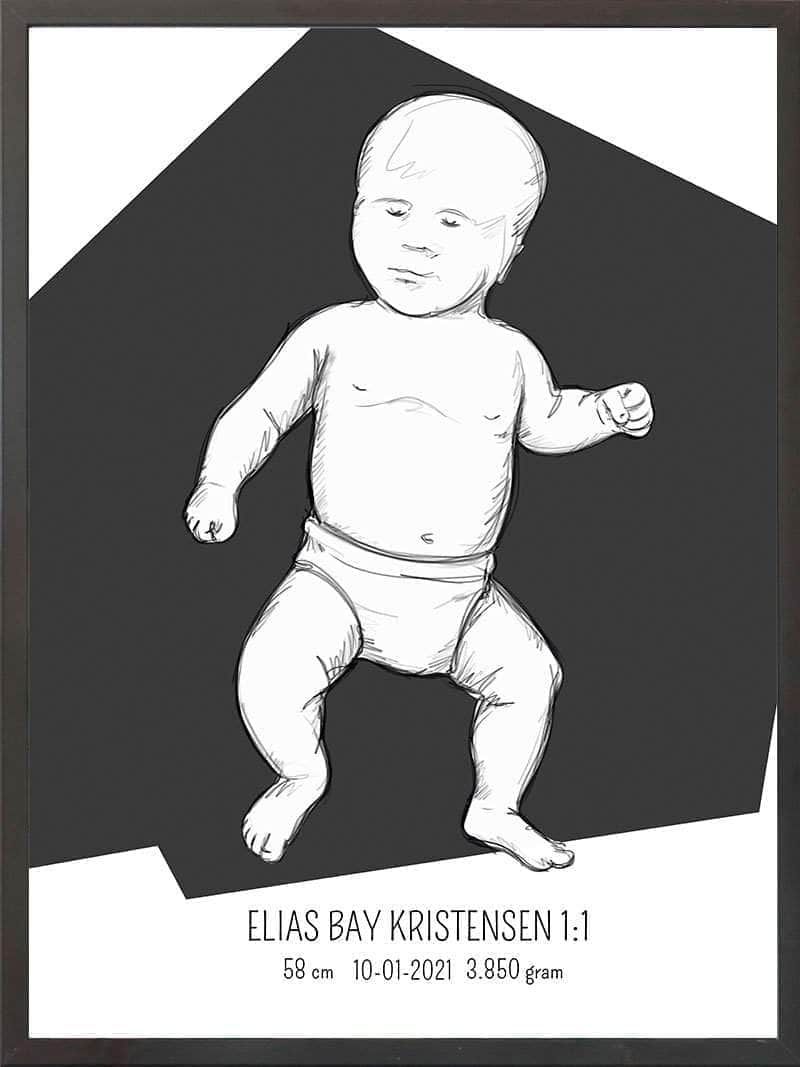 Birth Poster Fødselsplakat : Tumling Lyserød