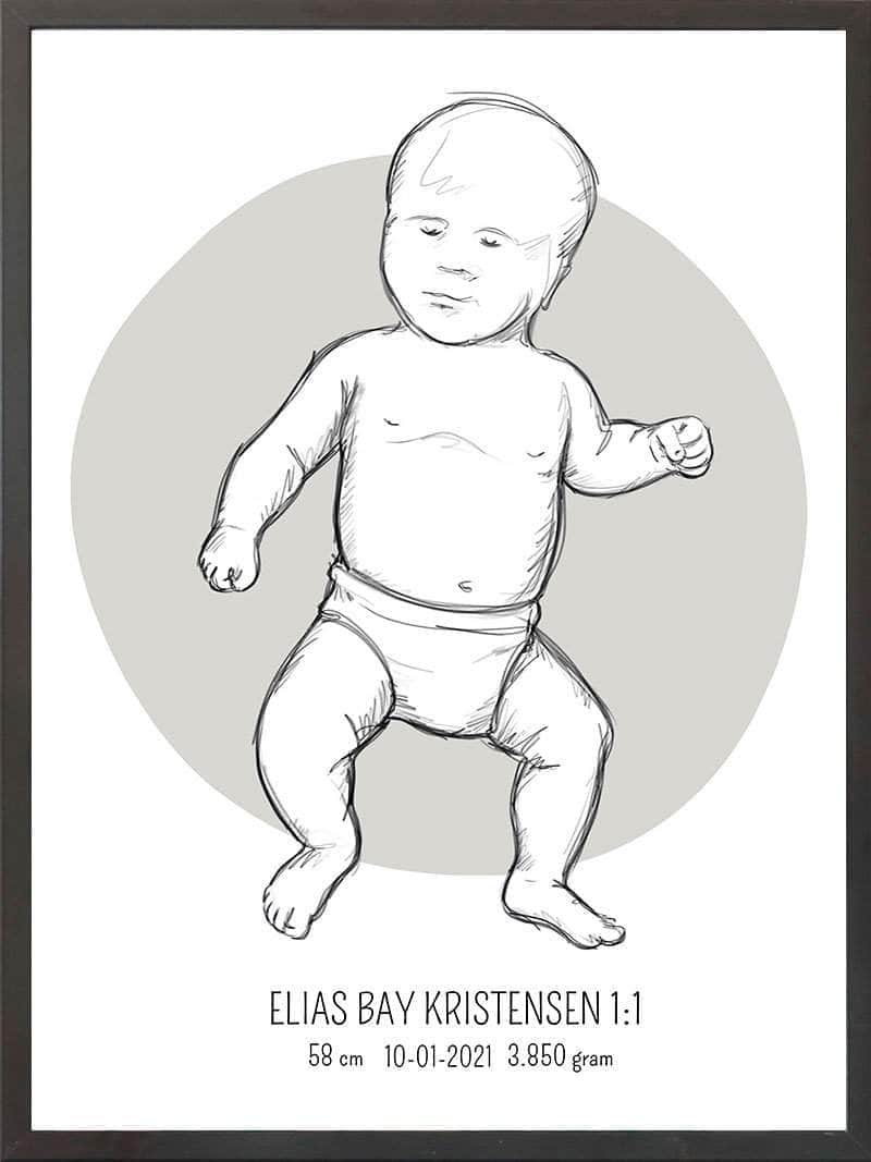 Birth Poster Fødselsplakat : Tumling Lyserød