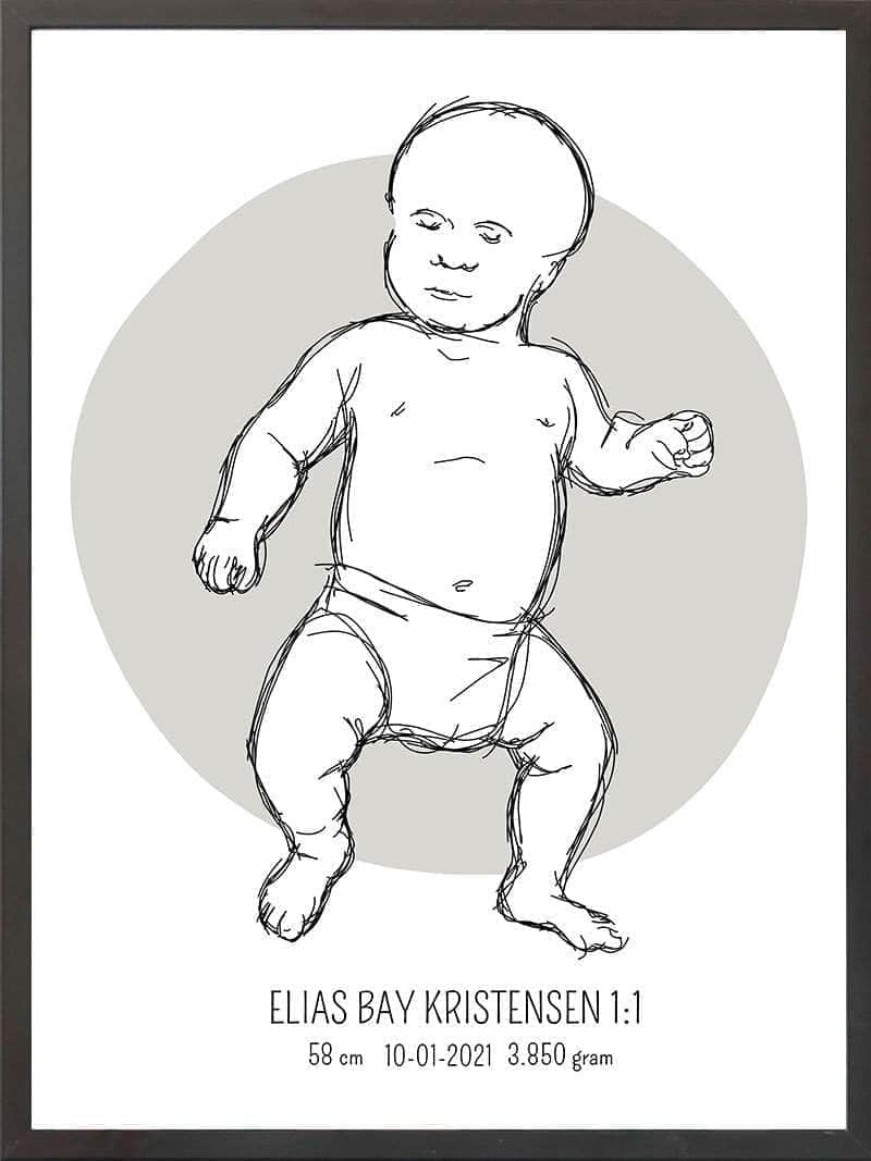 Birth Poster Fødselsplakat : Tumling Lyserød