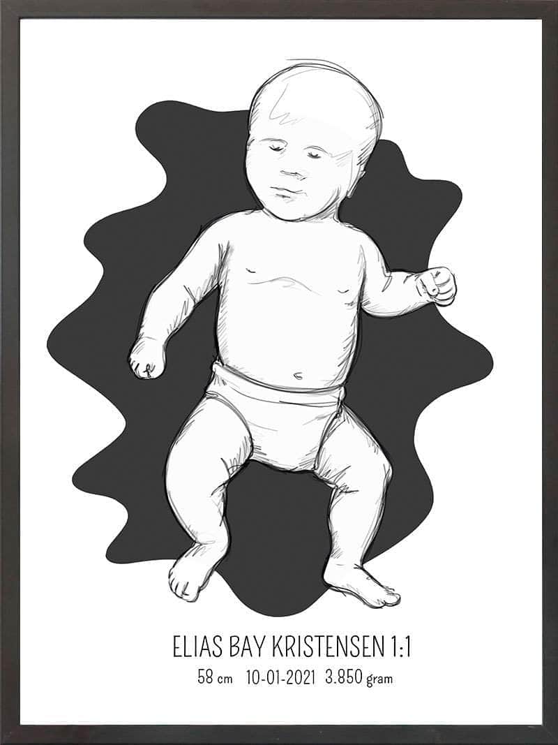 Birth Poster Fødselsplakat : Tumling Lyserød