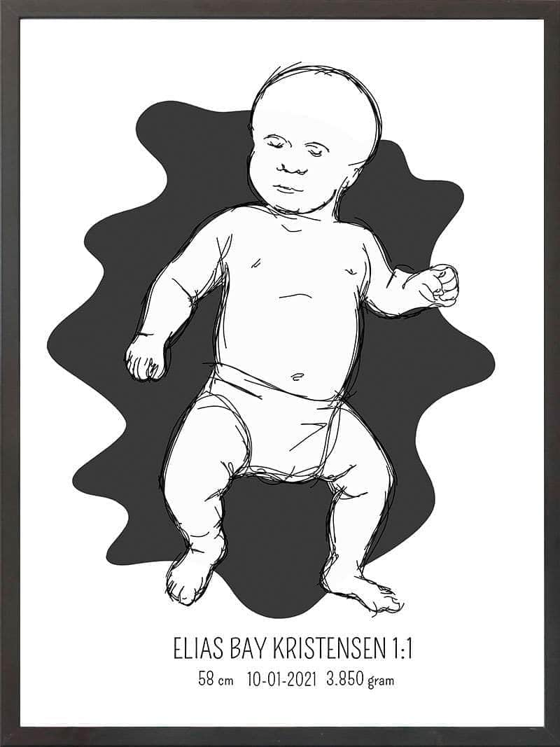 Birth Poster Fødselsplakat : Tumling Lyserød