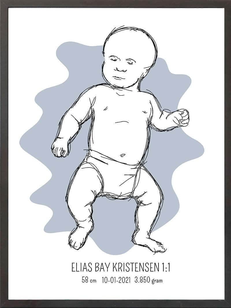 Birth Poster Fødselsplakat : Tumling Lyserød