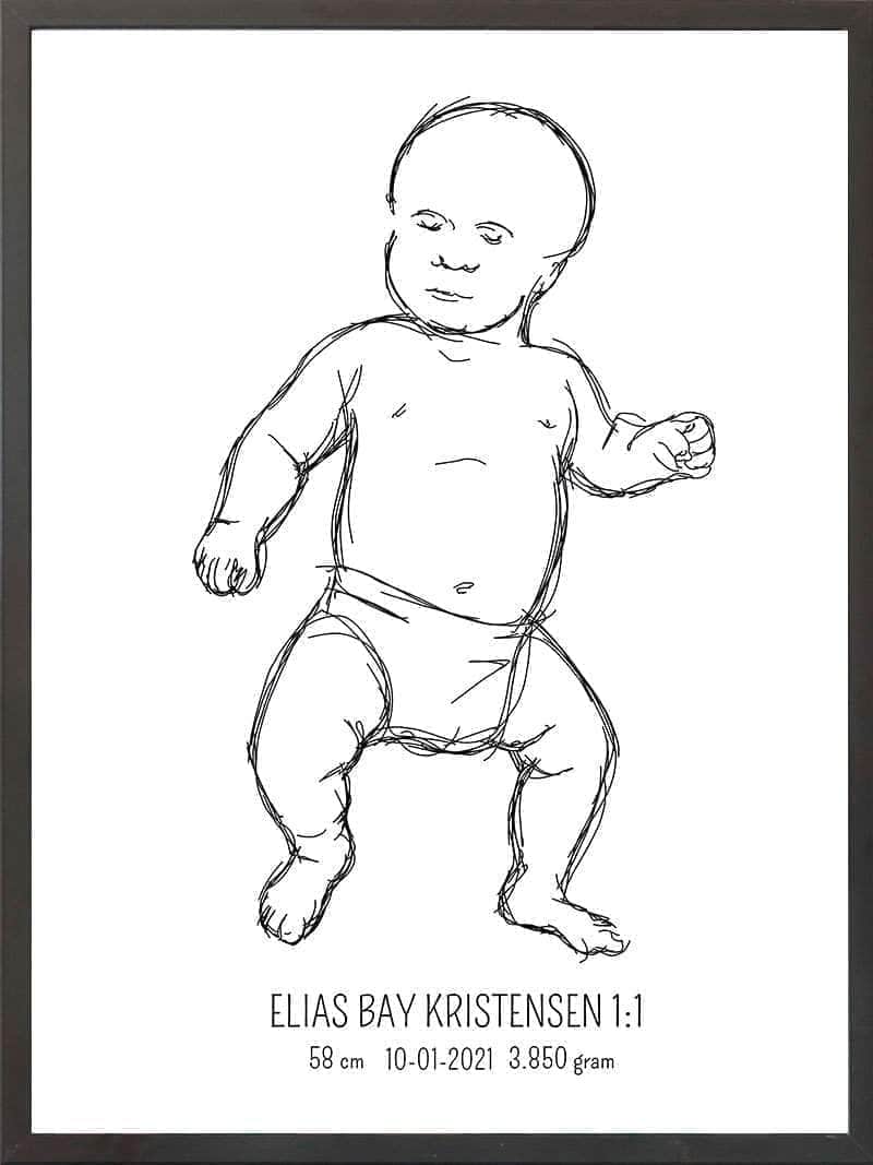 Birth Poster Fødselsplakat : Tumling Lyserød