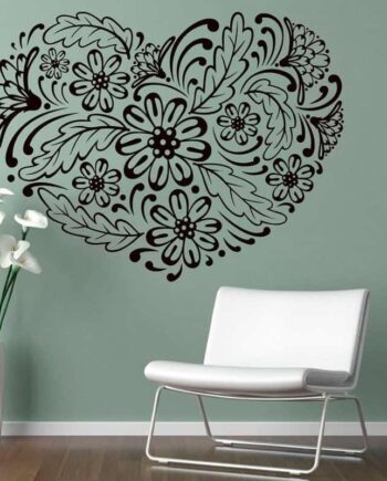 Blomster   Hjerte   Wallsticker