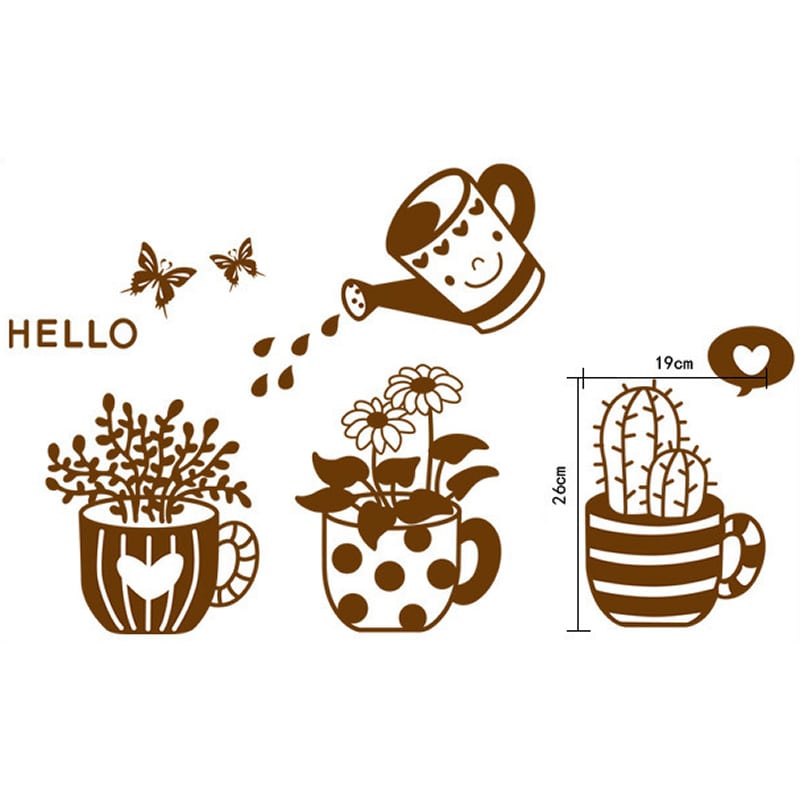 Blomster   Wallsticker    Hyggelig   Wallsticker   Med   Blomster    Krukker   Og   En   Vandkande