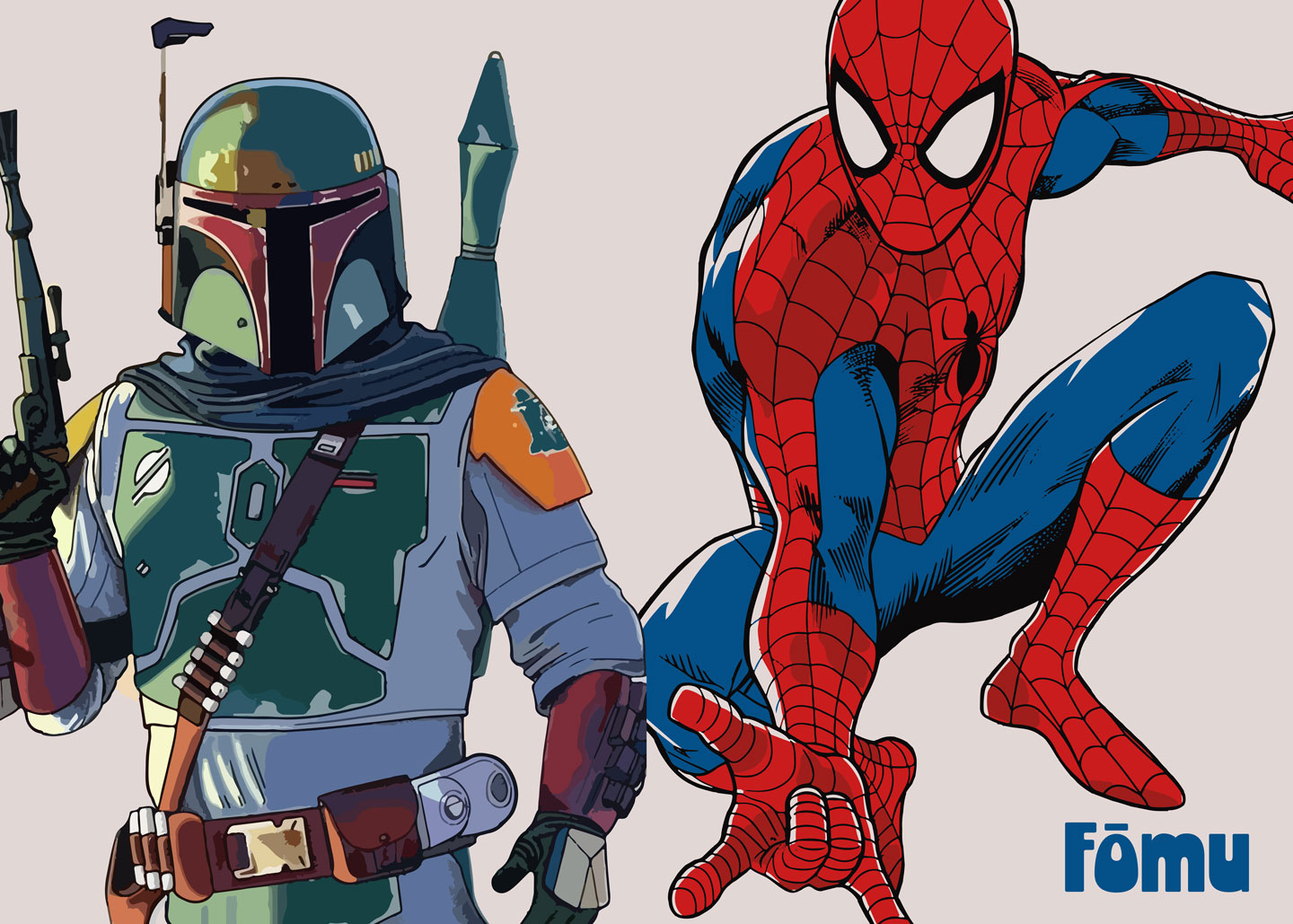 Boba   Fett   Og   Spiderman       Af   Få   Mu   Illustrations
