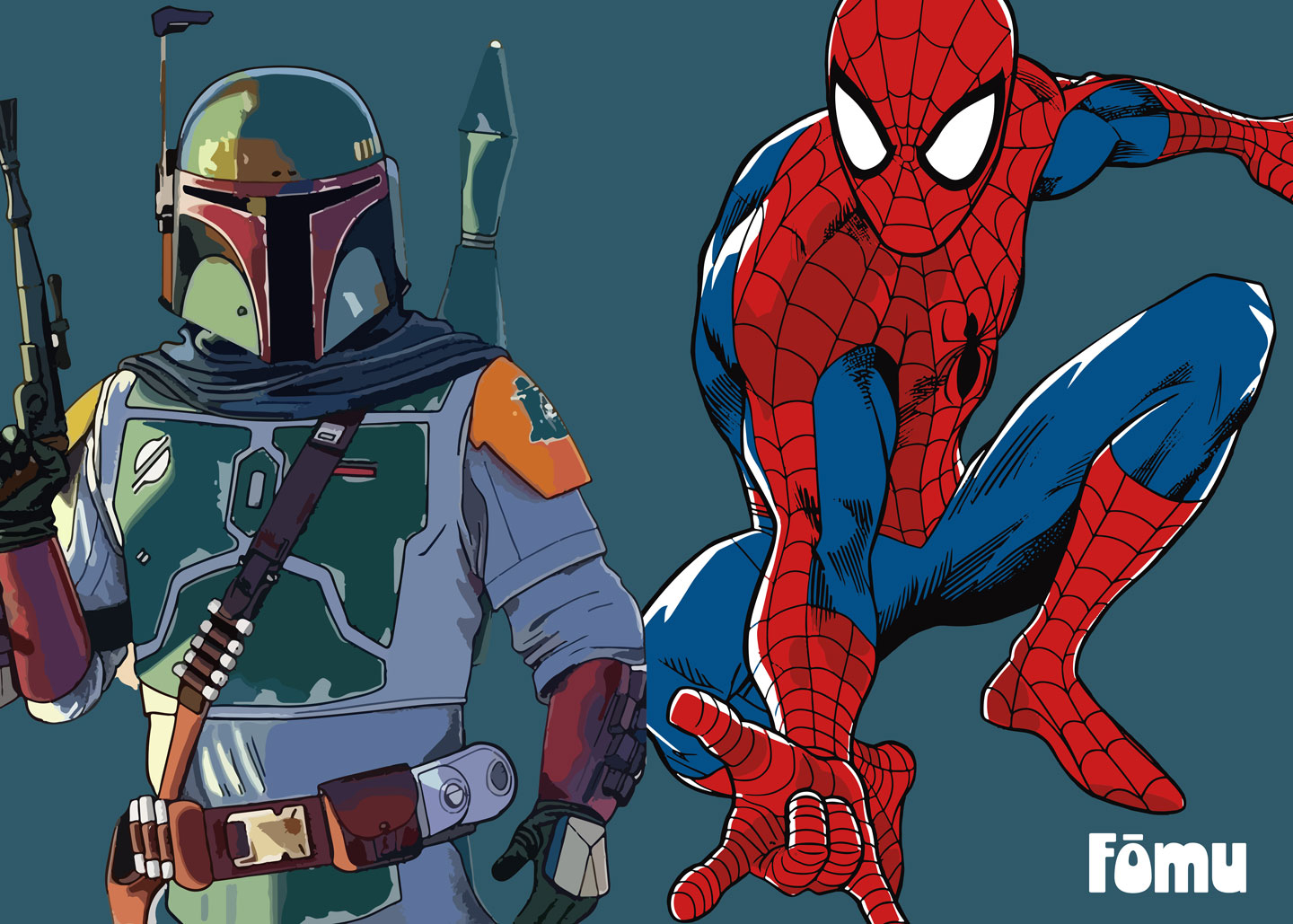 Boba   Fett   Og   Spiderman   Af   Få   Mu   Illustrations