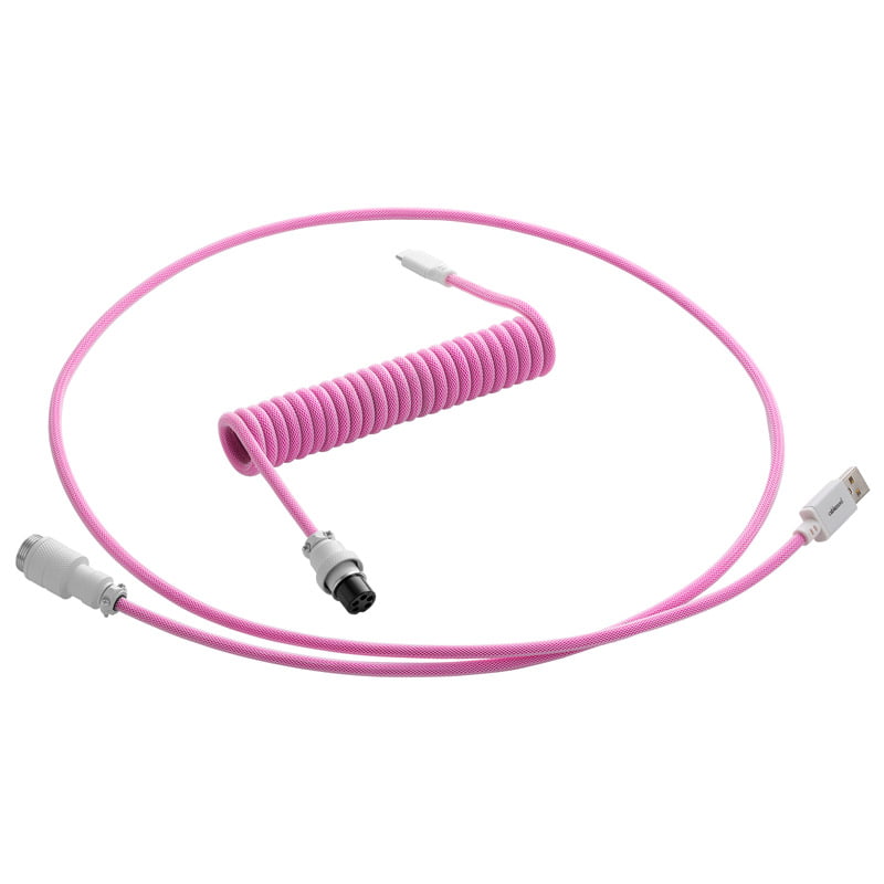 Cablemod   Pro   Coiled   Keyboard   Cable   Usb   A   To   Usb   Type   C    Strawberry   Cream   150cm