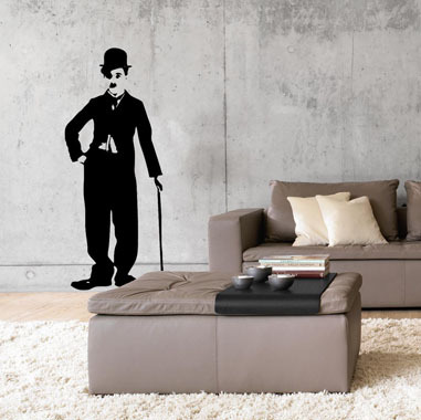 Charlie   Chaplin   Wallsticker   Af   Rikke   Axelsen    34x82   Cm